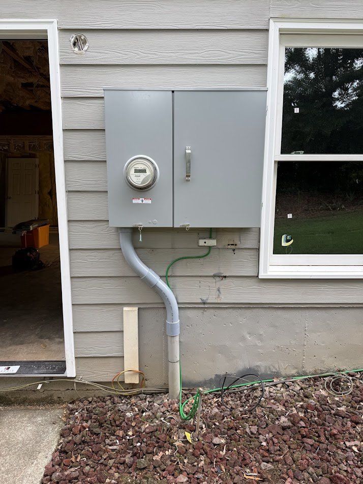 Finished meter main with meter installed and covers closed
