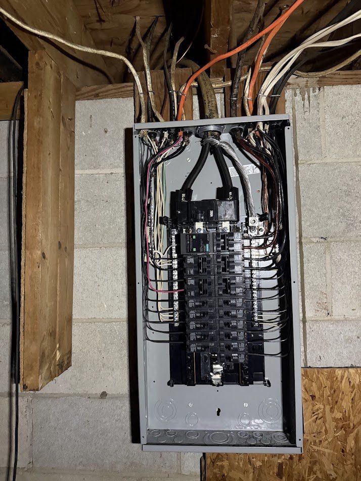 New electrical panel with neatly routed wiring